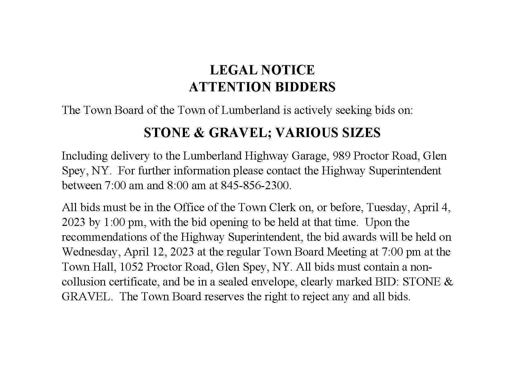 Legal Notice - Stone-Gravel Bid - Copy